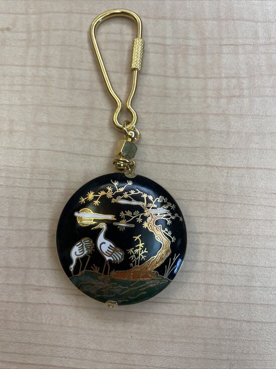 Accessories - Vintage Asian Pendant Or Keychain With Crane Theme